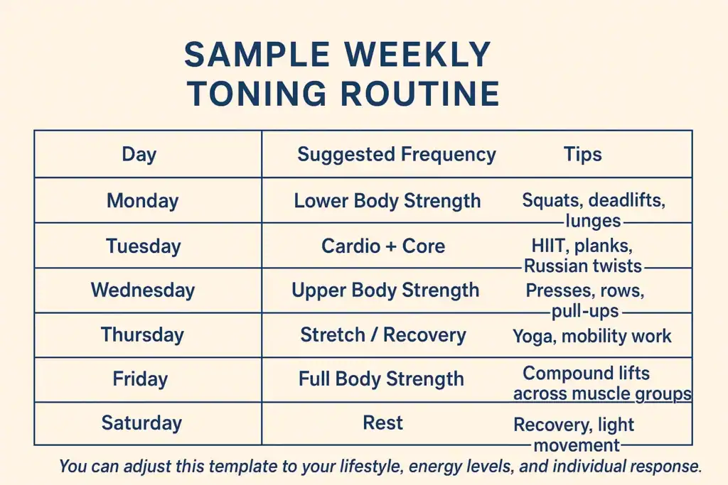 Achieving the Perfect Tone: How Often Should You Exercise for Results? 4 Weekly exercise Falkirk plan graphic