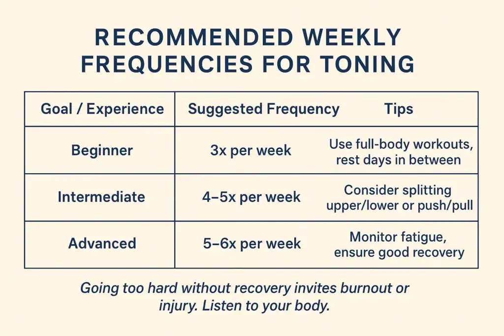 Achieving the Perfect Tone: How Often Should You Exercise for Results? 2 Graphic to show how often you should do exercise to help with toning Falkirk