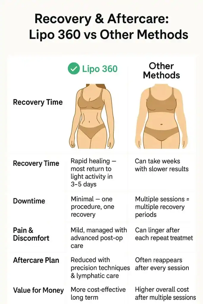 Recovery and Aftercare for Fat-Dissolving Surgery 2 Table to show fat dissolving injection aftercare Falkirk