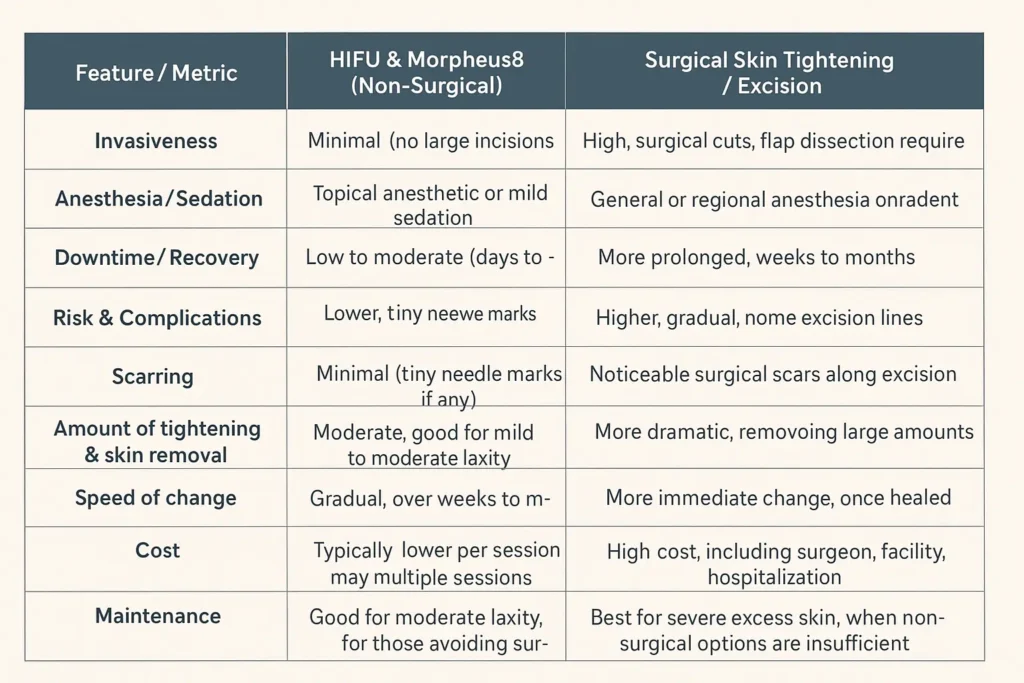 The Science of Skin Tightening 2 Table of skin tightening Falkirk benefits compared to surgical options